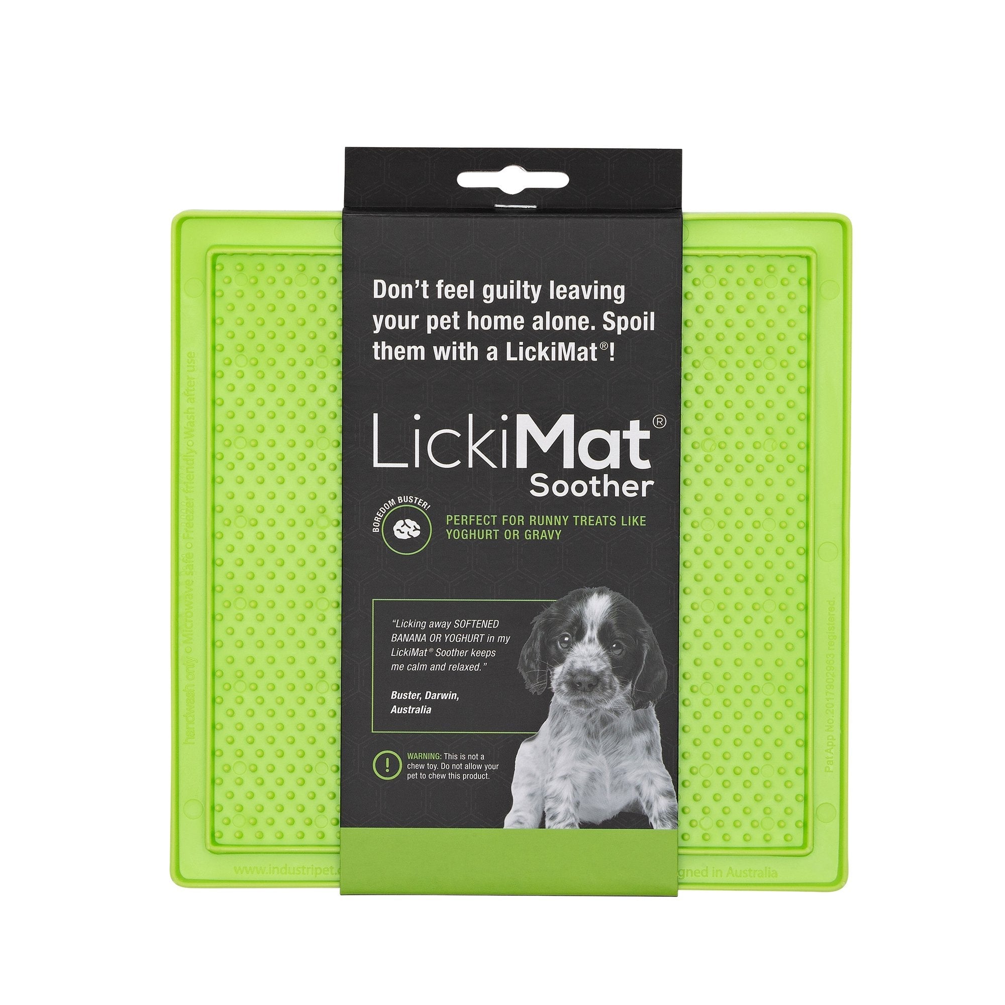 LickiMat Classic Soother green in packaing, pet essentials warehouse, pet city