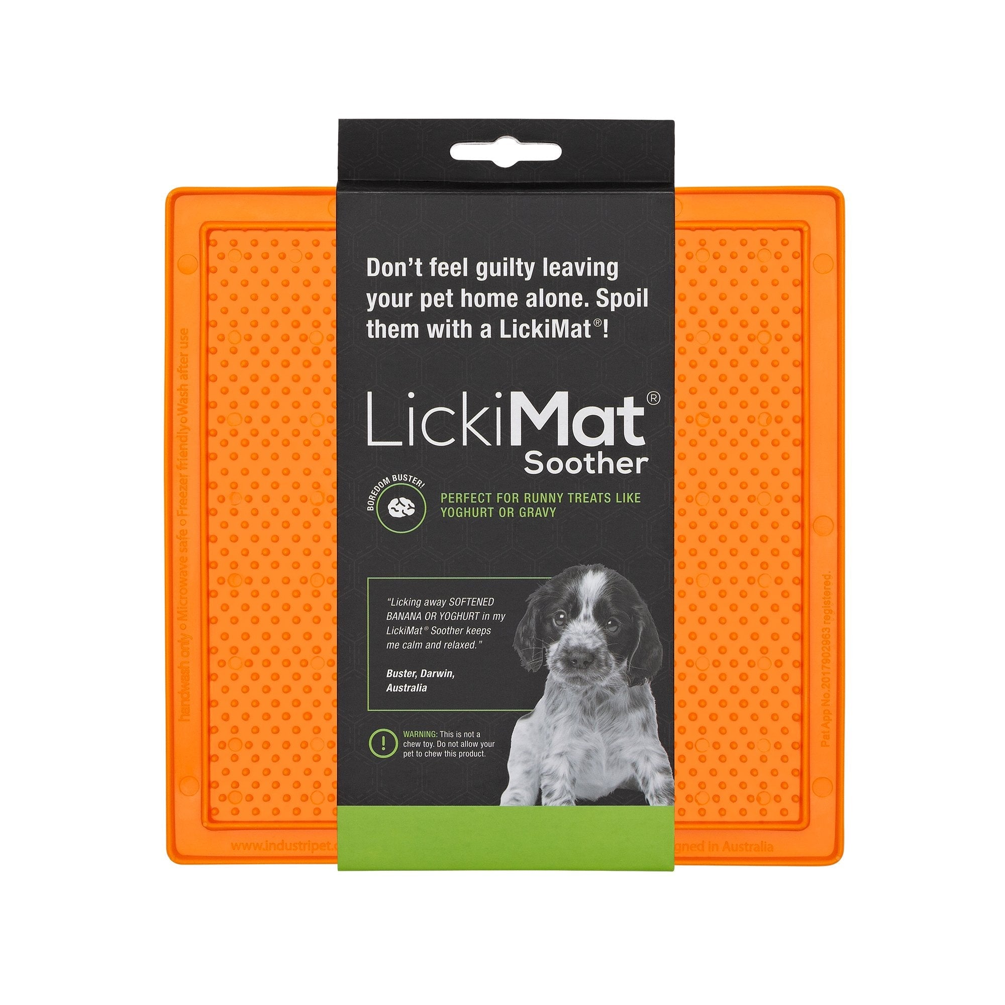 LickiMat Classic Soother orange in packaging, pet essentials warehouse, pet city