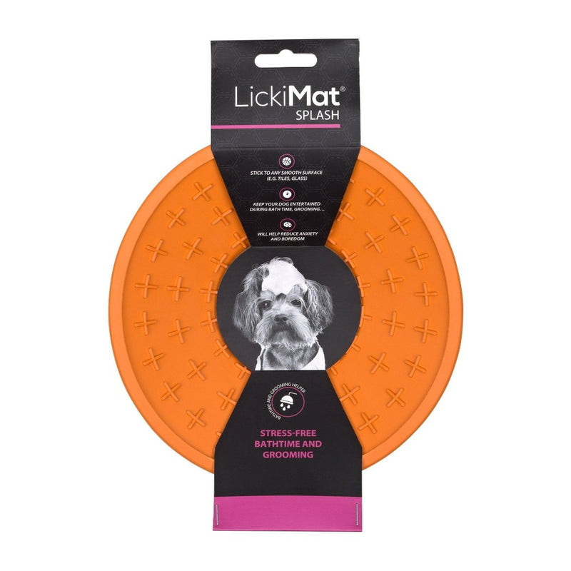 LickiMat Splash orange in packaging, pet essentials warehouse, pet city