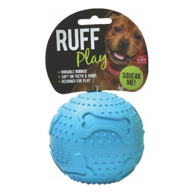 Ruff Play Rubber Squeaker Ball Dog Toy, Allpet ruff play dog ball toys, Orange dog ball, pink medium ruff play dog toy, blue large allpet ruff play nz, green XL rubber dog toy allpet NZ, Pet Essentials Porirua