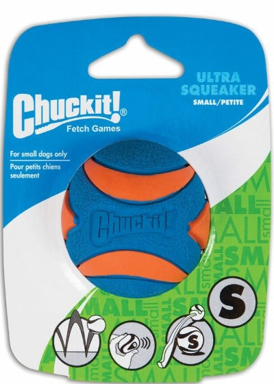 Chuckit! Ultra Squeaker Ball small single pack, Pet essentials napier, pets warehouse, pet essentials hastings