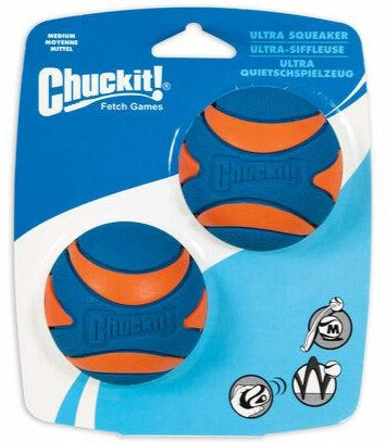 Chuckit! Ultra Squeaker Ball medium double, pack, Pet essentials napier, pets warehouse, pet essentials hastings