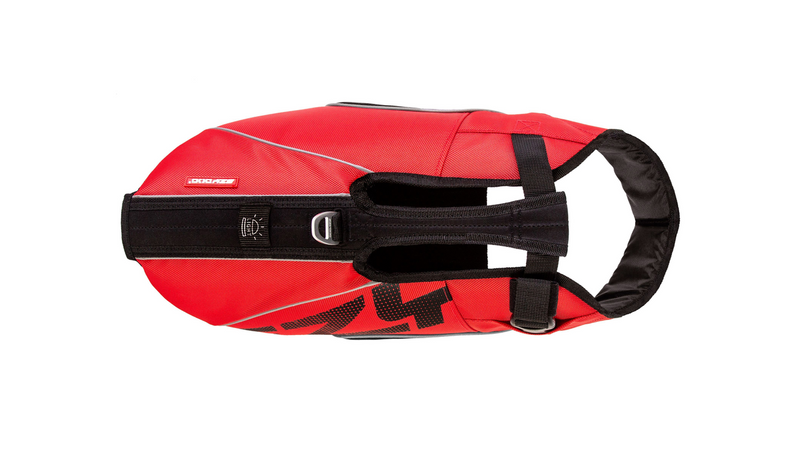 Ezydog Lifejacket DFD X2 Boost Red top view with handle, pet essentials warehouse napier