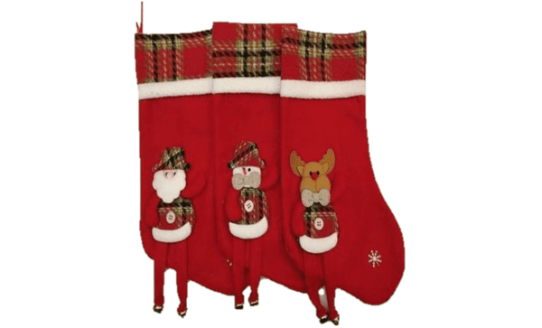Christmas Xmas plush Stocking with Santa & Reindeer Bells, Pet Essentials Warehouse, Santa stocking for christmas