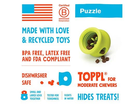 West Paw Toppl puzzle, made in USA toppl dog toy, pet essentials warehouse