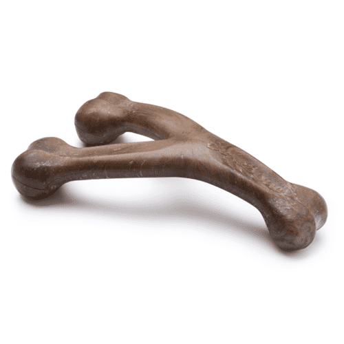 Benebone Wishbone Bacon Dog Toy, Pet Essentials Napier, Animates Benebone bacon flavour out of packaging,