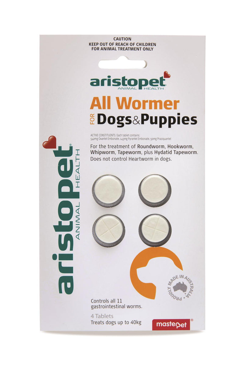 Aristopet All Wormer For Dogs & Puppies 4 pack, worming tablets for puppies, pet essentials napier, pets warehouse