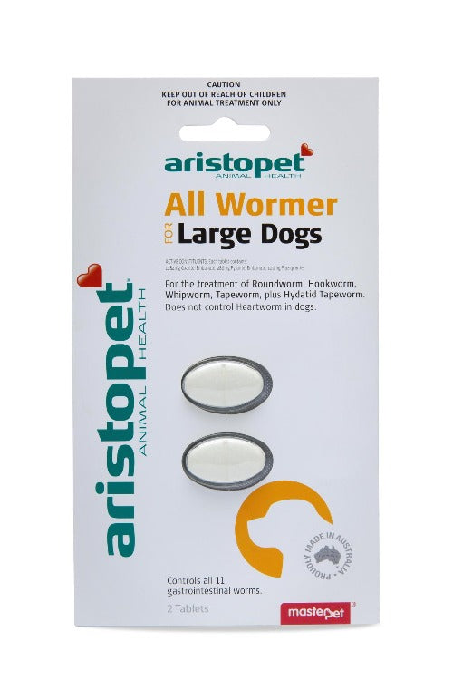 Aristopet All Wormer For Large Dogs, Pet Essentials Napier, Pets Warehouse, 2pack worming tablets for large dogs