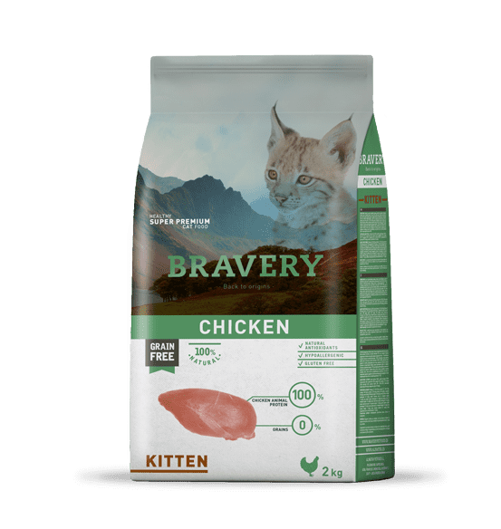 Bravery Grain Free Chicken Kitten Kibble 2kg, Pet Essentials Napier, Happy Animalz,