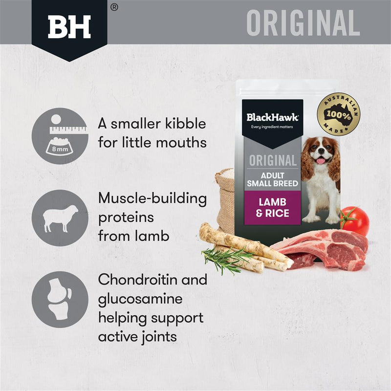 Black Hawk Original Adult Small Breed Lamb & Rice poster, pet essentials warehouse