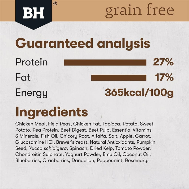 Black Hawk Grain Free Adult Large Breed Chicken, guaranteed analysis