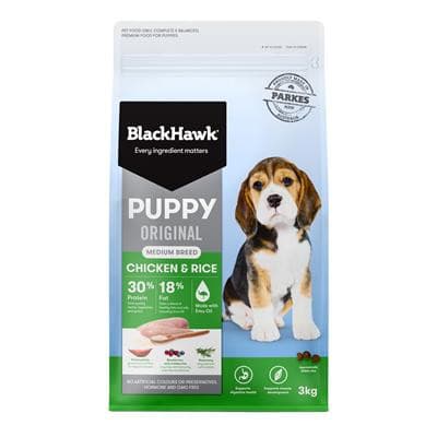 Black Hawk Original Medium Breed Puppy Chicken & Rice 3kg, Pet Essentials Warehouse