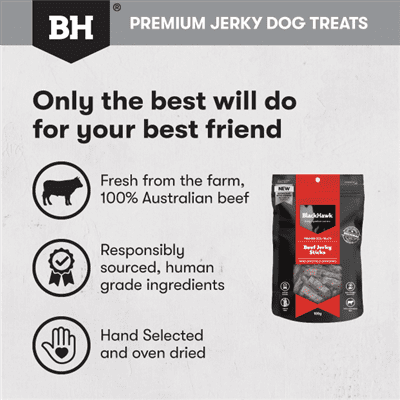 BlackHawk Dog Beef Sticks 100G feeding guide, pet essentials warehouse