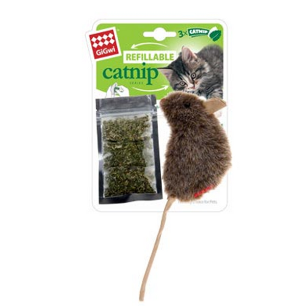 GiGwi Refillable Catnip Teabag Mouse Cat Toy, Pet Essentials Warehouse