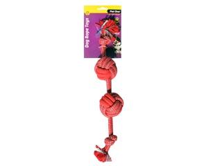 Pet One Rope With 2 Rope Ball Red & Blue 40cm, Pet One Rope With Rope Ball 38cm, Pet Essentials Napier, kiwipetz.kiwi, pet essentials hastings, pet essentials porirua, rope knot toy for dogs