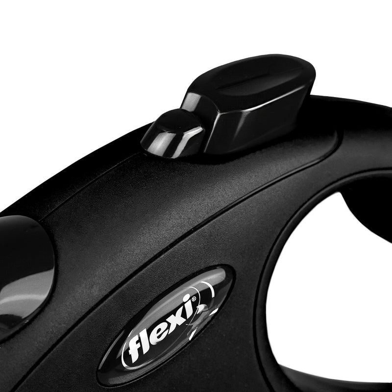 Flexi New Classic Tape Black 5m locking button and mechanism, pet essentials warehouse napier