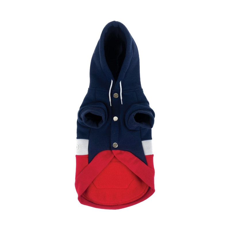 Huskimo Dog Coat Mt Baw Baw Hoodie Navy Red underside, dog hoodie navy red, pet essentials ware