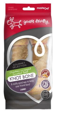 Yours Droolly Rawhide Knotbone Chicken Wrapped 2 Pack, PEt essentials npaier, pet essentials direct, pet essentials new plymouth, pets warehouse