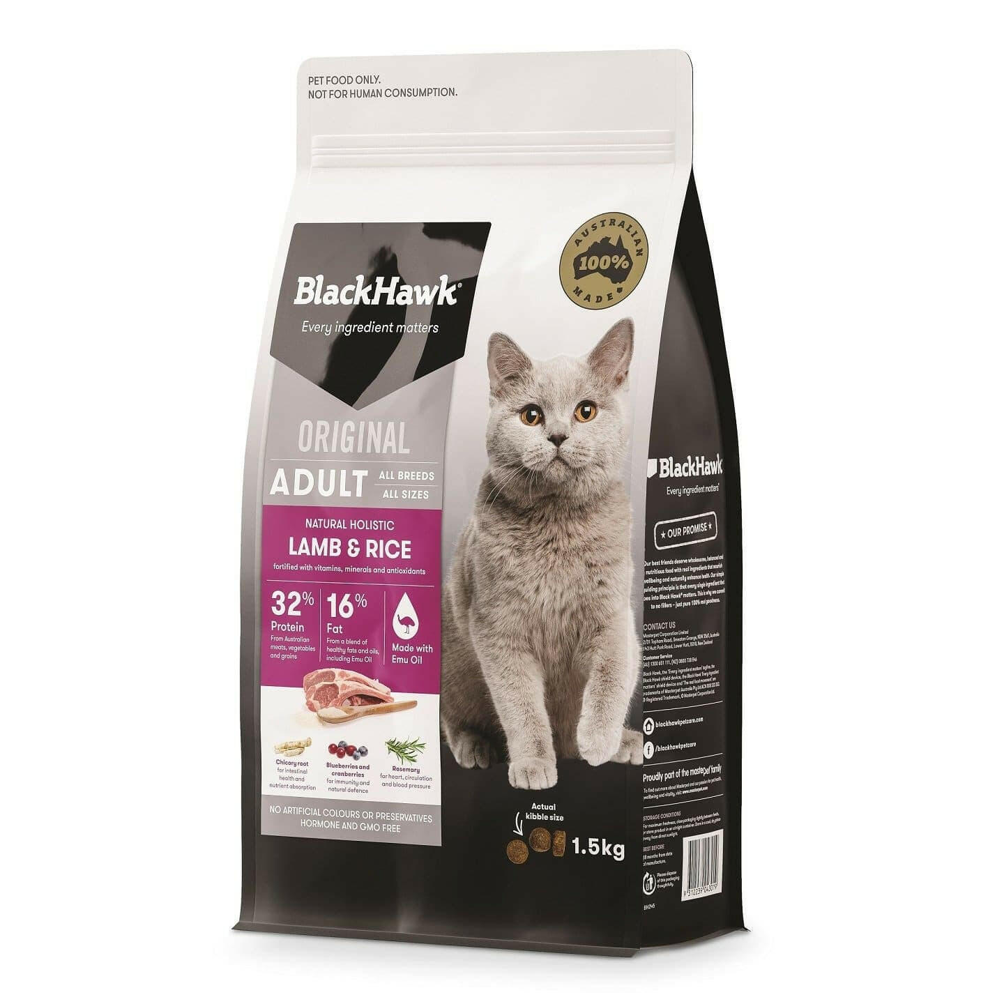 Black Hawk Original Cat Lamb & Rice 1.5kg