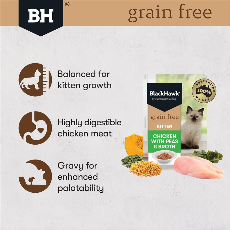 Black Hawk Grain Free Kitten Chicken with Peas & Broth Wet Cat Food