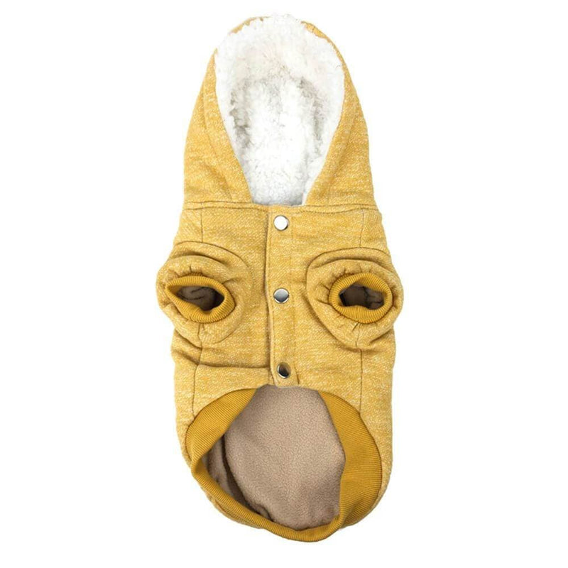 Huskimo Dog Coat Snowboard Marigold underside, button up dog jumper, pet essentials warehouse