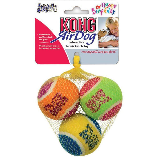 Kong Air Birthday Squeaker Ball Medium 3 pack, Pet Essentials Warehouse