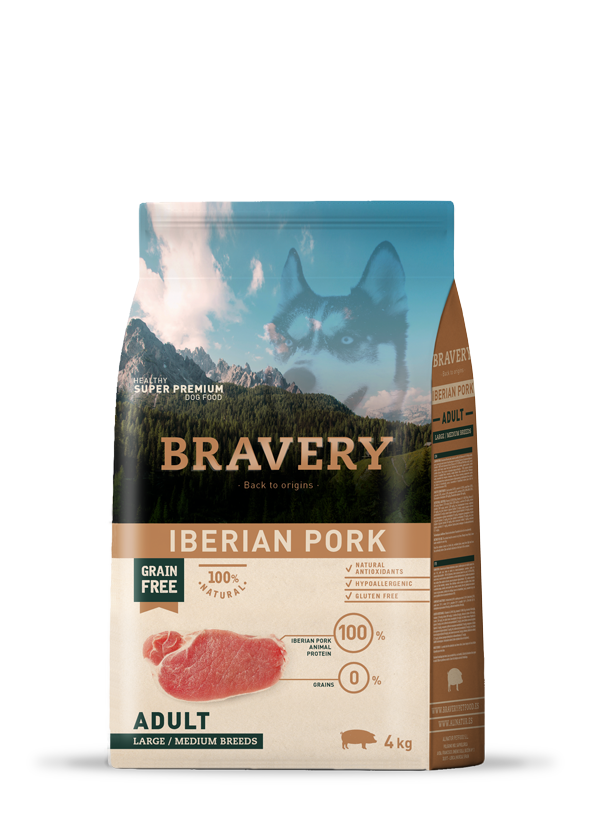 Bravery Grain Free Adult Dog Kibble Iberian Pork 4kg