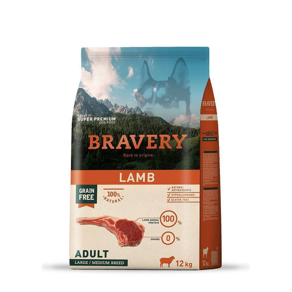 Bravery Grain Free Adult Dog Kibble Lamb 12kg