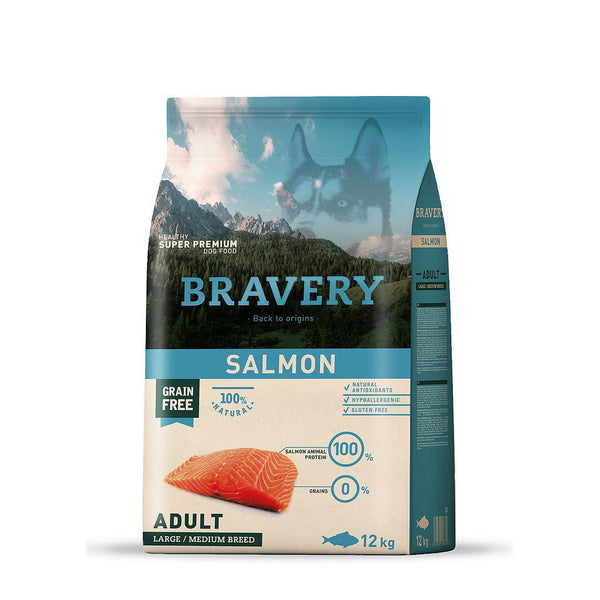 Bravery Grain Free Adult Dog Kibble Salmon 12kg