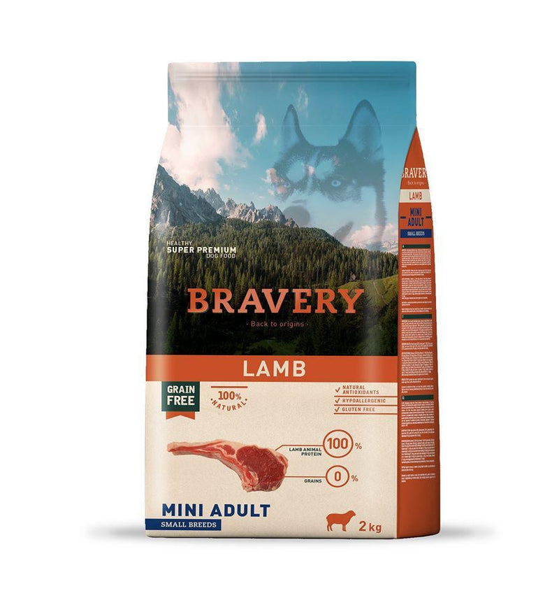 Bravery Grain Free Mini Adult Dog Kibble Lamb 2kg