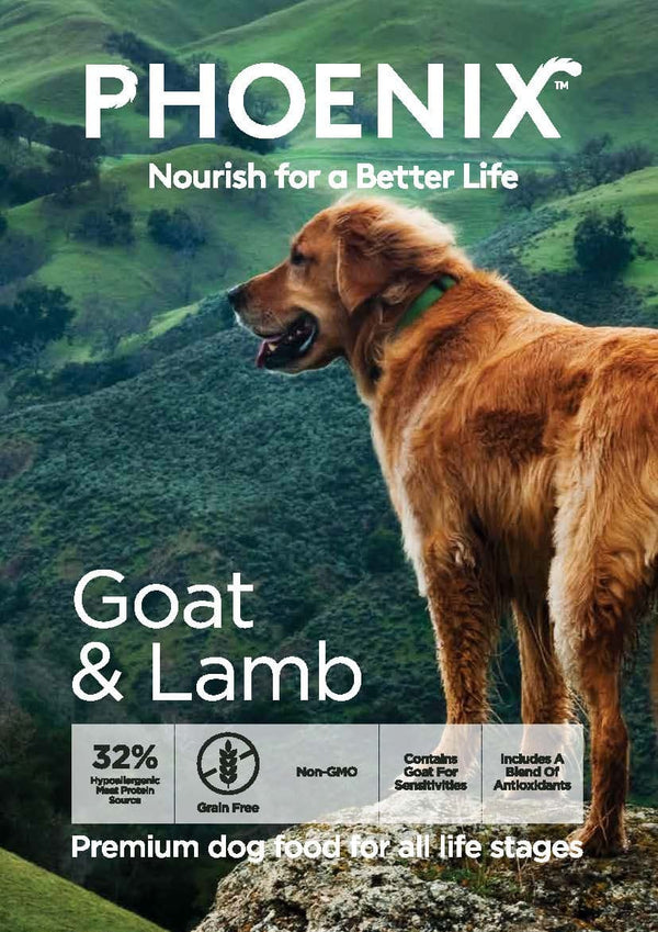 Phoenix Dog Goat & Lamb 13kg, Pet Essentials Napier, Pet Essentials, Pet Essentials Porirua, Phoenix goat and lamb dog food