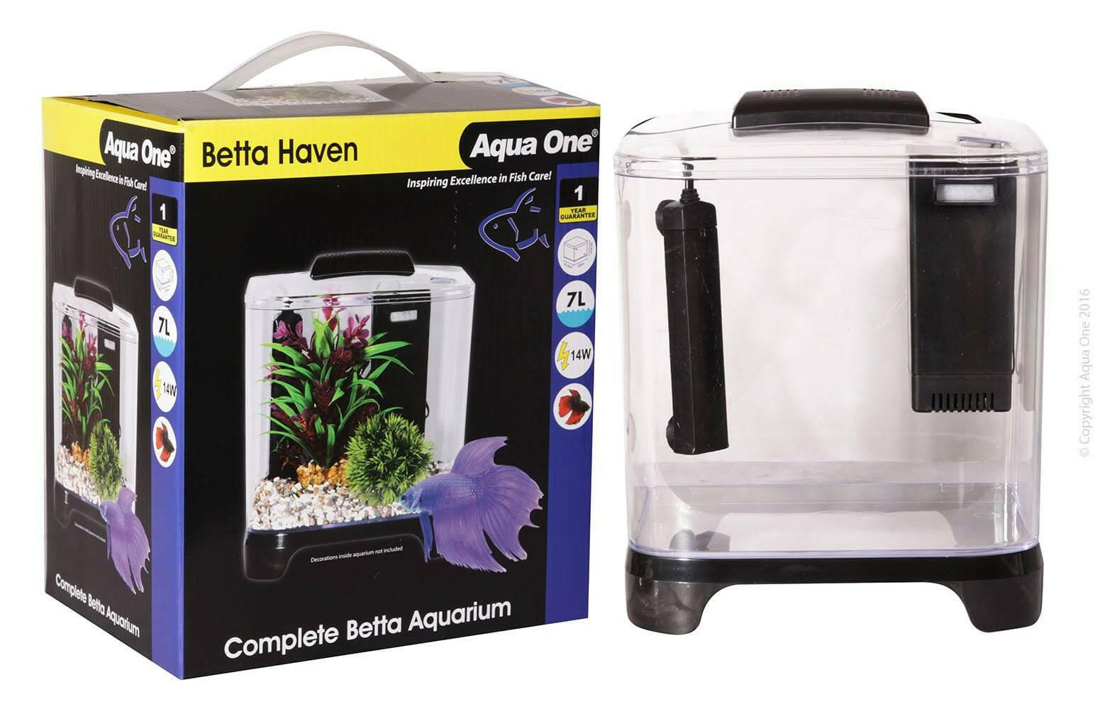 Aqua One Betta Haven Acrylic Tank 7L, Black Aqua One Betta tank, Pet Essentials Warehouse Napier