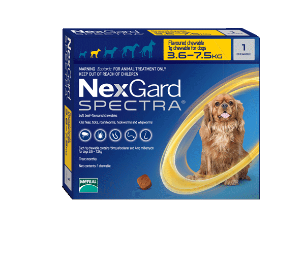 Nexgard Spectra Flea Tick & Worm Chewable Treatment 3.6-7.5kg