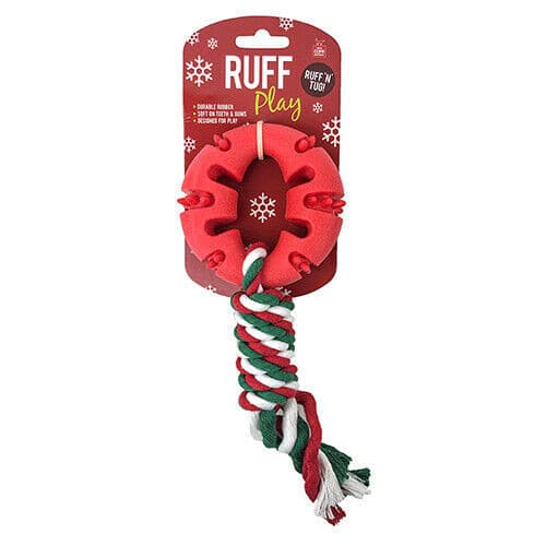 Ruff Play Christmas Xmas Ring Tug Dog Toy, Pet Essentials Napier, Christmas dog toys, Allpet xmas dog toy